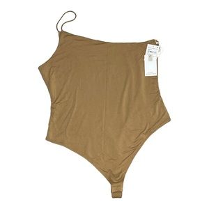 Good American Good Touch One-Shoulder Bodysuit Color Pecan Size 5 New